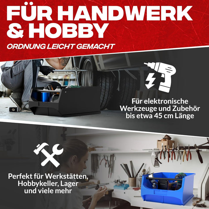aidB Sichtlagerbox 500x300x200mm – ESD-Sortierbox für Kleinteile – Leitfähige Lagerbox für Werkstatt