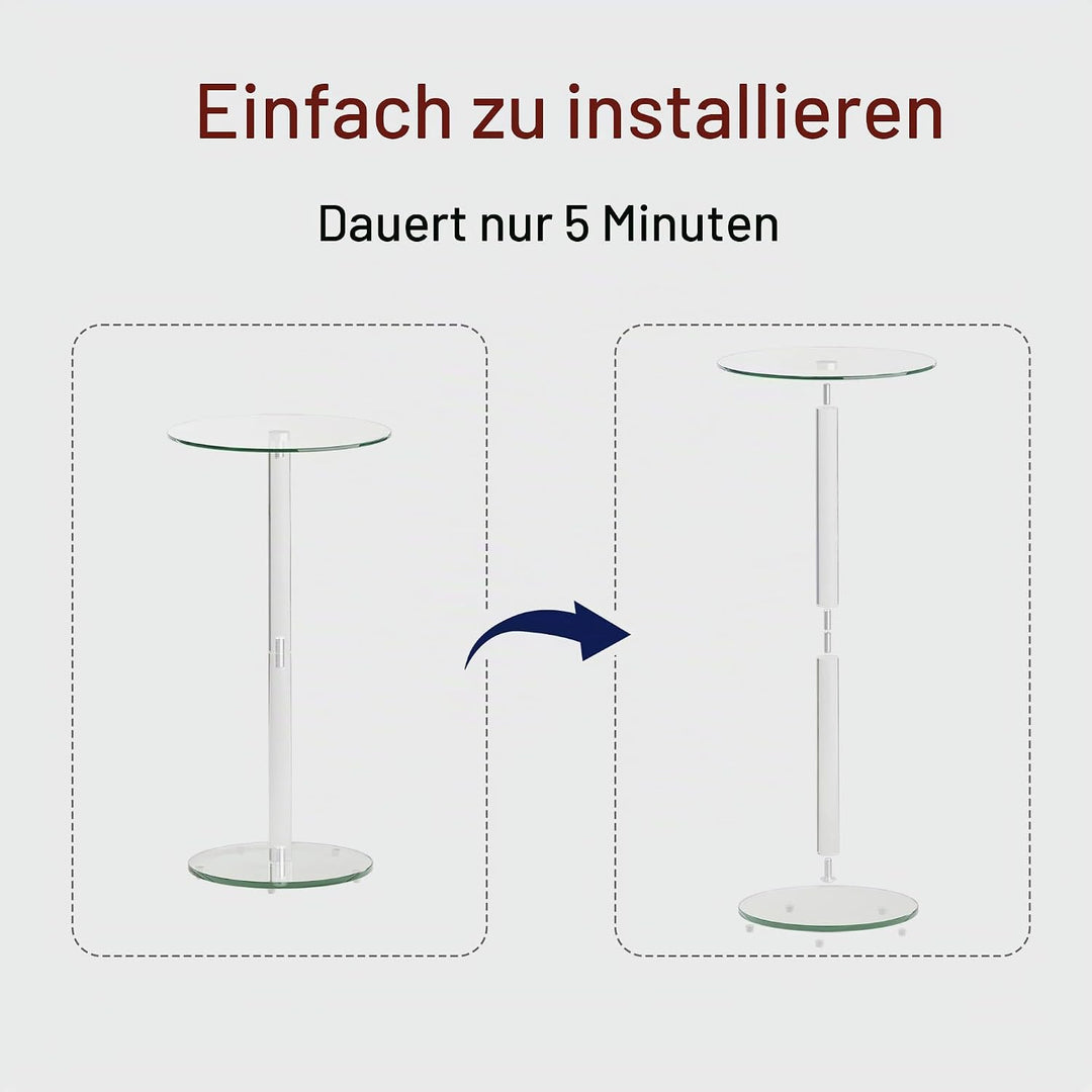 Beistelltisch Rund Glas Transparent Klein Side Table Wohnzimmer LET524TR, Rund