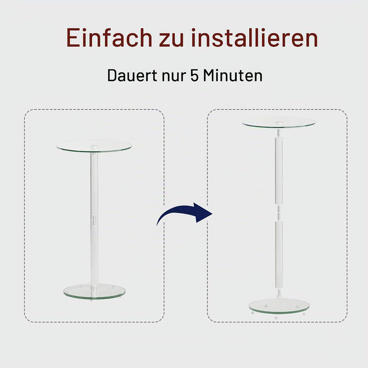 Beistelltisch Rund Glas Transparent Klein Side Table Wohnzimmer LET524TR, Rund