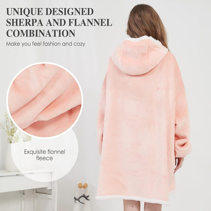 Viviland Pullover Damen & Herren Hoodie Sweatshirt, grosser und Warmer Hausanzug für Erwachsene Rosa