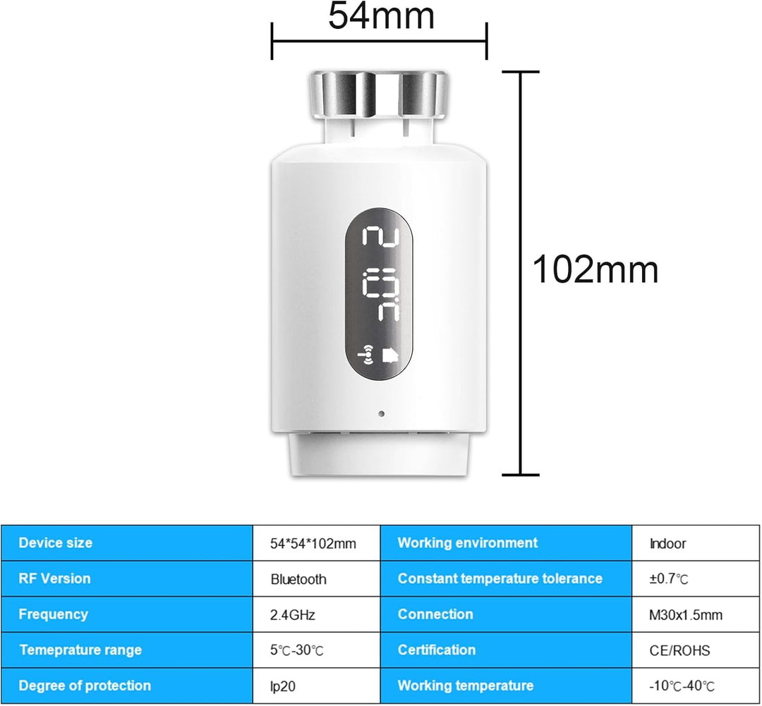 Smart Heizkörperthermostat mit APP ANTELA Digitales Display zur Kontrolle der Heiztemperatur, Kompat