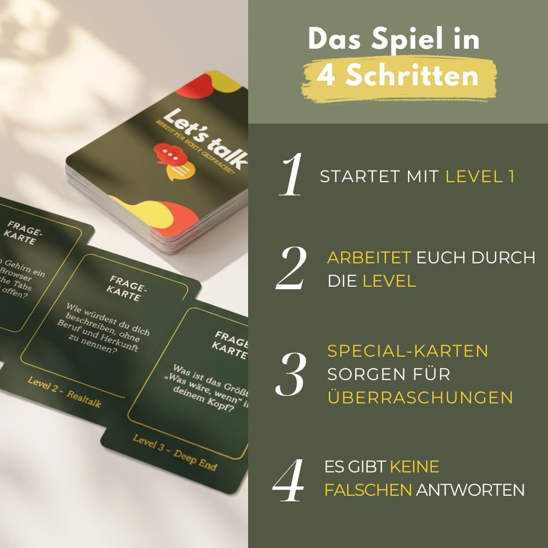 Let's Talk | Partyspiele & Gesellschaftsspiele für Erwachsene | Spiele für Paare | Deep Talk Kartens