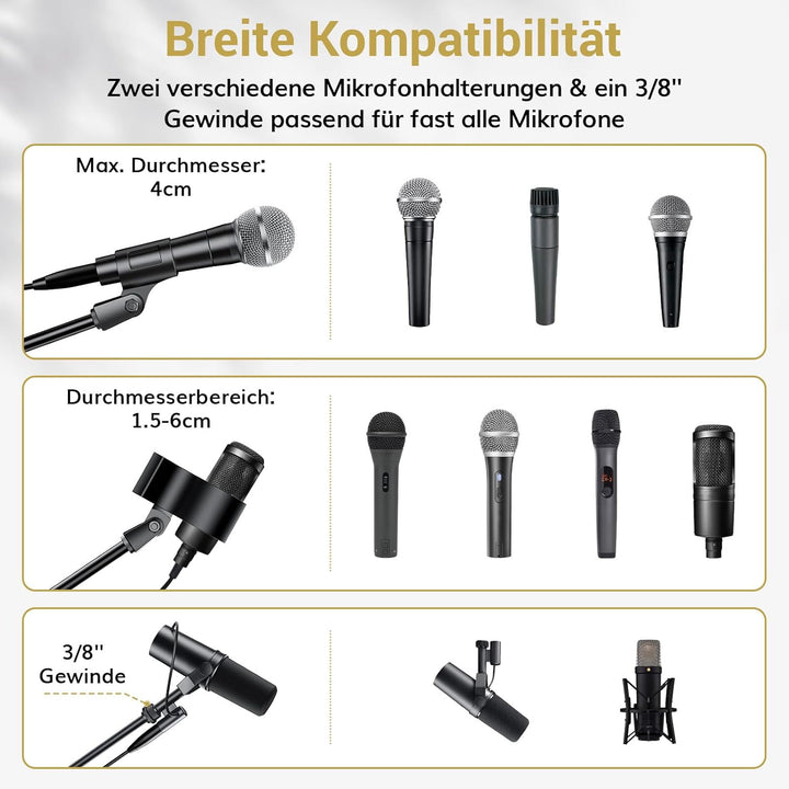TONOR Mikrofonständer mit Tablet-Halterung, Stativarm für Den Boden, Höhe und Winkel Einstellbar, St