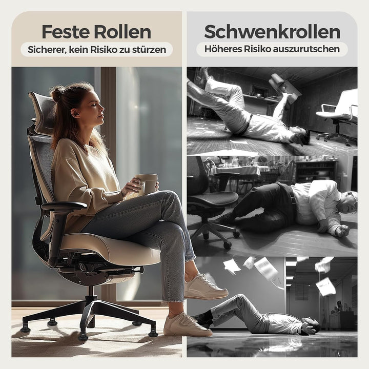Sytopia 5 Stück Bodengleiter 2 Zoll, Höhe 6,5cm, mit Filzpads, Ersatz für Bürostuhl Rollen, Stuhlgle