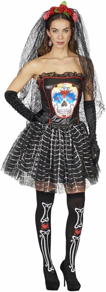 Andrea Moden Day of The Dead Kostüm für Damen Schwarz Gr. 40 42 40-42 Schwarz, 40-42 Schwarz