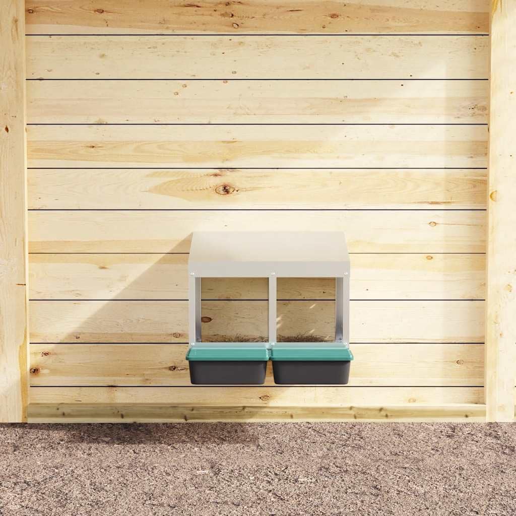 Hühner-Nistkasten mit 2 Fächern Wandmontage verzinkter Stahl langlebig wetterfest für Geflügel Eierl