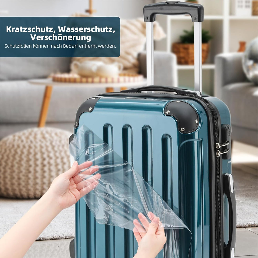 BEIBYE Hartschalen Koffer Trolley Rollkoffer Reisekoffer 4 Zwillingsrollen Polycabonat (Pale Green,