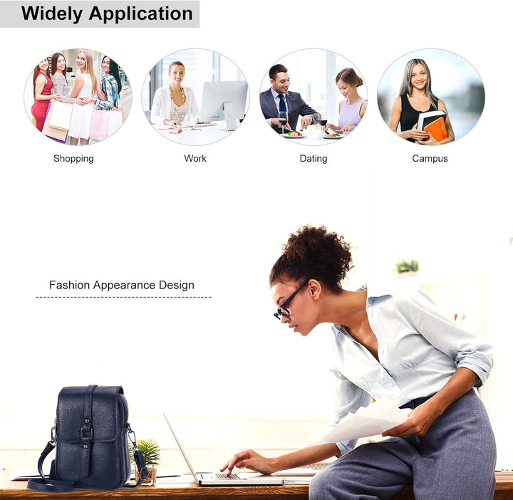 HAWEE Mode Damen Handytasche mit Riemen Echtes Leder Crossbody Handy Umhängetasche Leicht Damen Schu