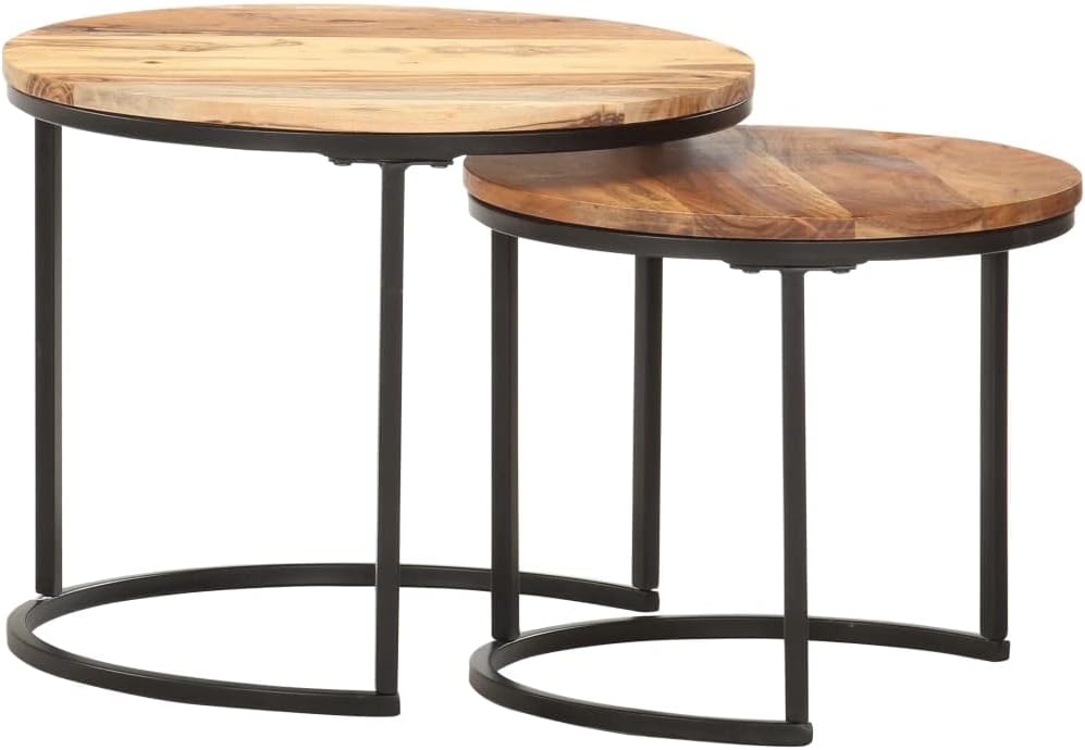 vidaXL 2X Akazienholz Massiv Satztisch Couchtisch Beistelltisch Kaffeetisch Sofatisch Holztisch Tisc