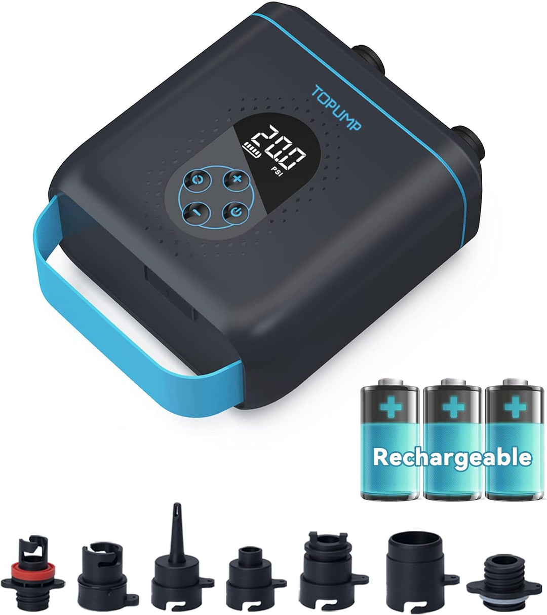 TOPUMP 20PSI Elektrische SUP-Pumpe TPS260, Wiederaufladbar, Auto-Off, 2-Stufen Inflation/Deflation,