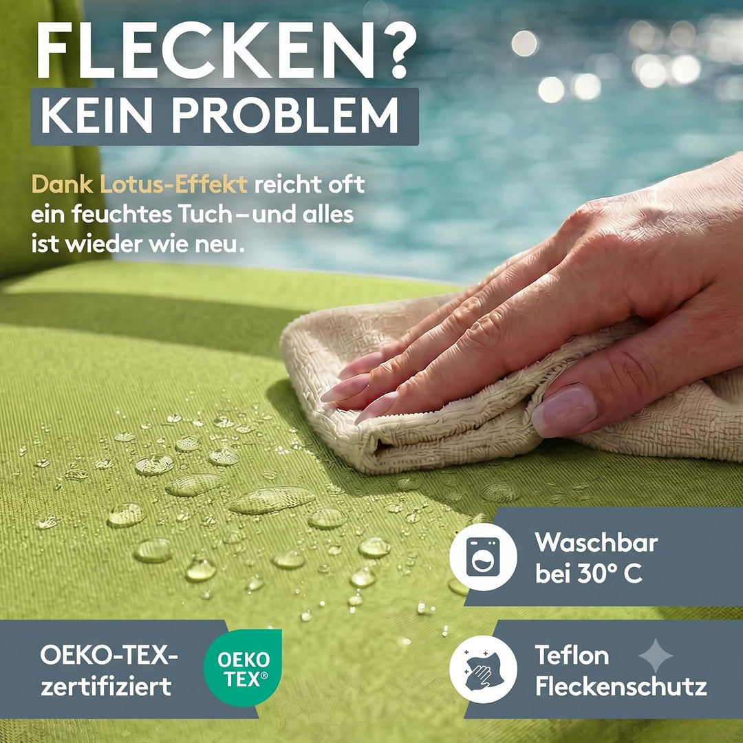 LILENO HOME Gartenstuhl Auflagen als [2er Set - Hochlehner] in Apfelgrün Uni - Bequeme Liegen als Si