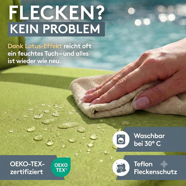 LILENO HOME Gartenstuhl Auflagen als [2er Set - Hochlehner] in Apfelgrün Uni - Bequeme Liegen als Si