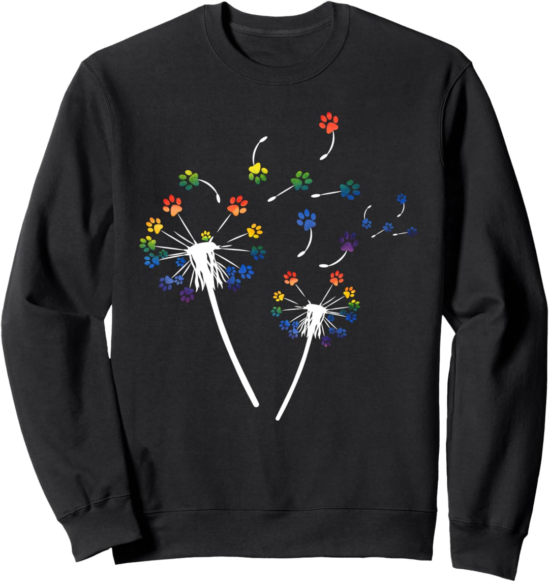 Hund Katze Pfote Löwenzahn Pusteblume Print Unkraut Wind Sweatshirt