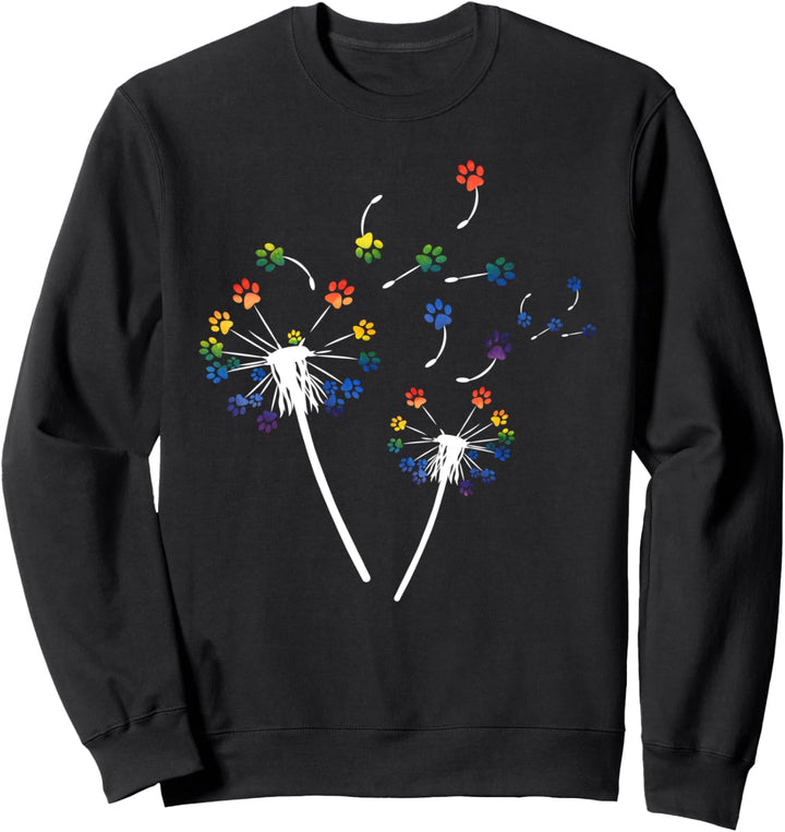 Hund Katze Pfote Löwenzahn Pusteblume Print Unkraut Wind Sweatshirt