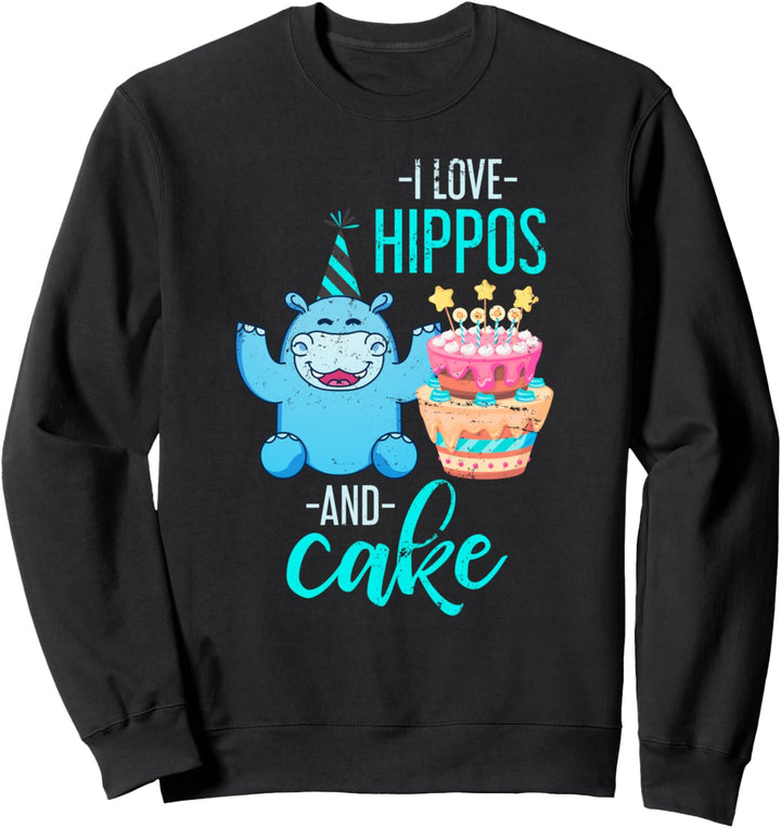 Ich liebe Hippos und Kuchen Geburtstag Geschenk Nilpferd Sweatshirt