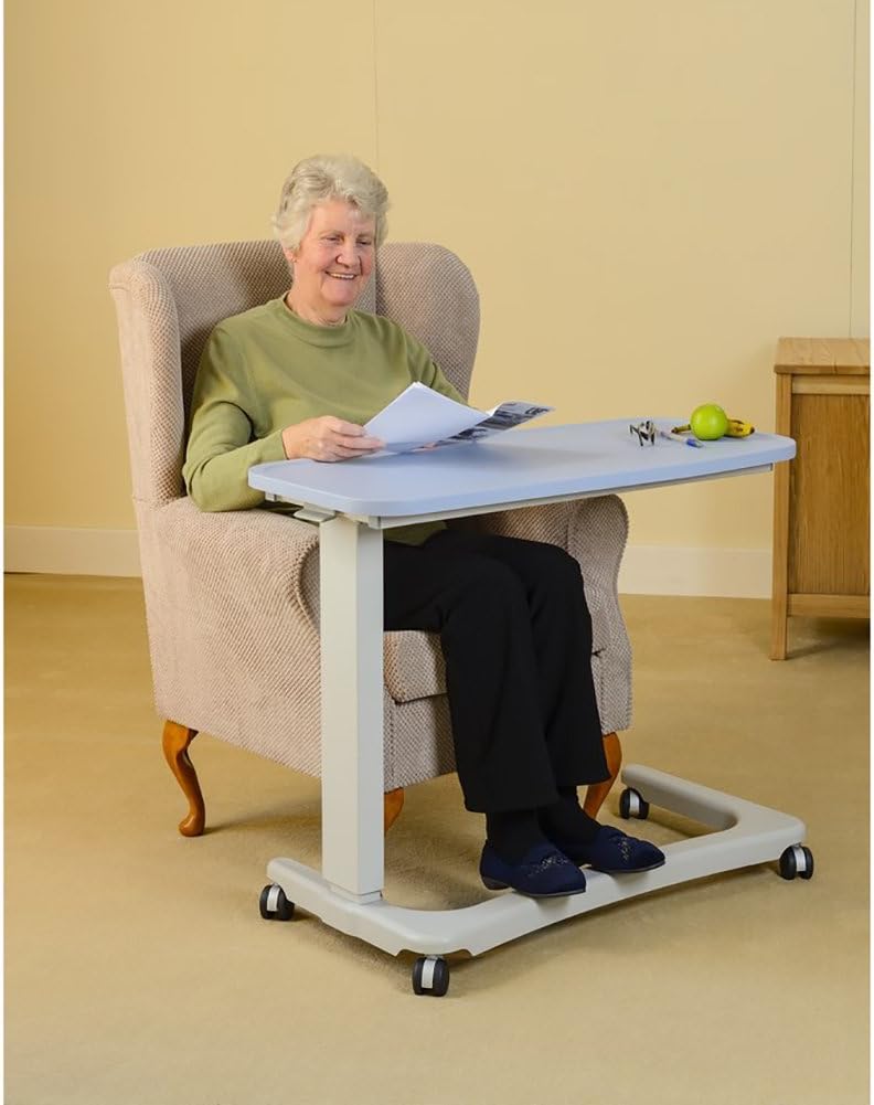 NRS Healthcare NRS EasyLift Overbed/Over Chair Tisch Modern Blue N43577 Höhenverstellbar - Gebogener
