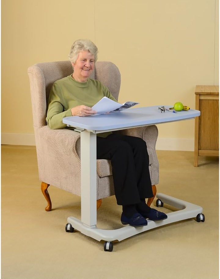NRS Healthcare NRS EasyLift Overbed/Over Chair Tisch Modern Blue N43577 Höhenverstellbar - Gebogener