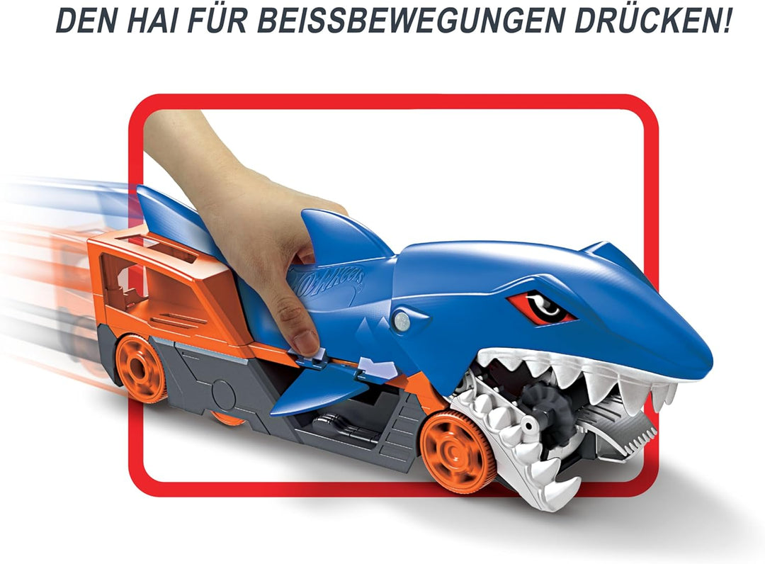 Hot Wheels GVG36 - Hungriger Hai-Transporter-Spielset mit 1 Fahrzeug im Massstab 1:64, Spielzeug Aut