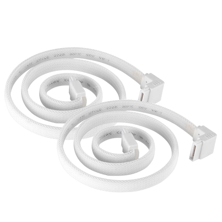 SilverStone Technology CP08W SATA-Kabel mit EMI-Schutz, 90 Grad, geschirmt, Weiss, 2 Stück