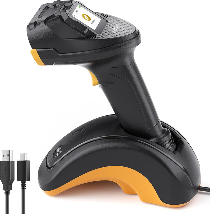 Inateck Barcode Scanner Bluetooth, 2D 1D Wireless Handheld Scanner, QR Code Scanner, mit Touchscreen
