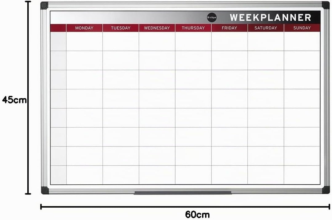 Bi-Office Wochenplaner, Magnetisch, Aluminium Rahmen, 60x45cm