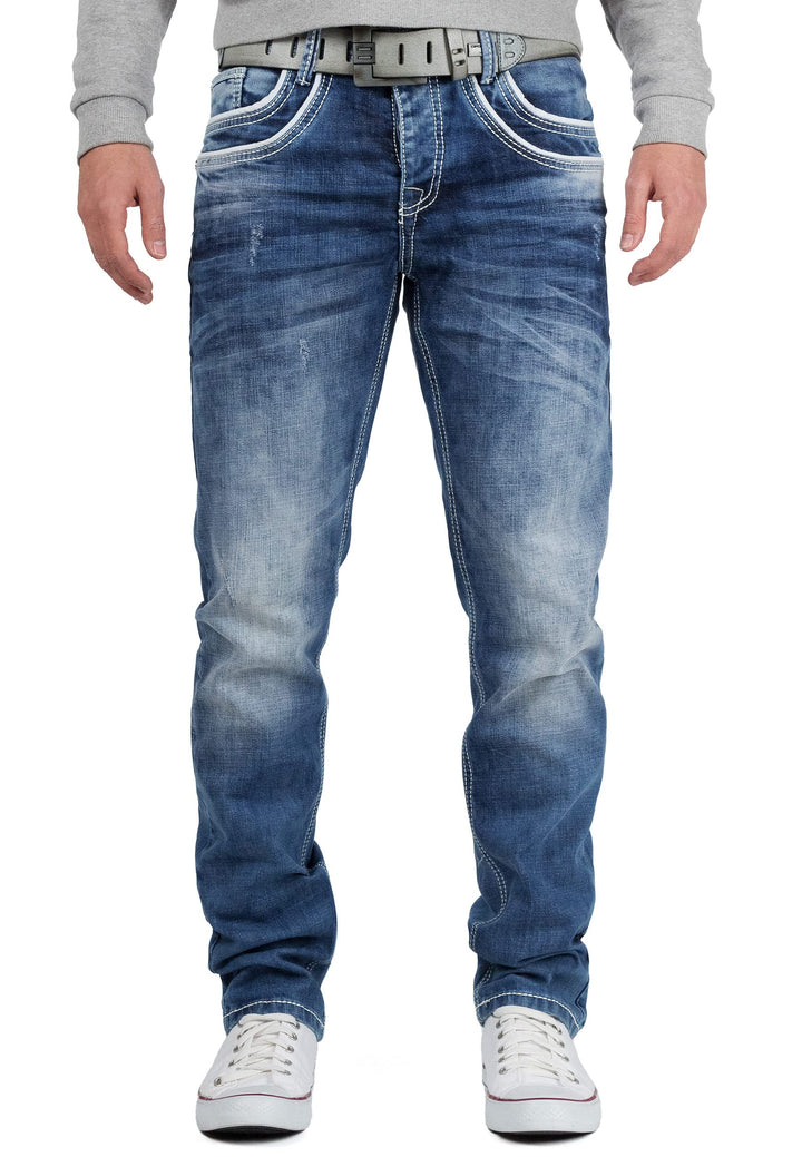 Cipo & Baxx Herren Jeans Regular Fit & Slim Fit – Stylische Denim für Männer mit Used Look, Reissver