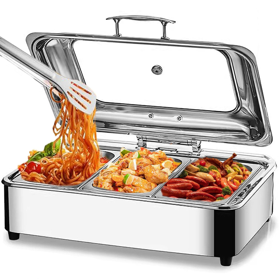 Chafing Dish Elektrisch, 9L Edelstahl Speisenwärmer Buffetwärmer (GN1/3) | Kommerziell Elektrisch Wa