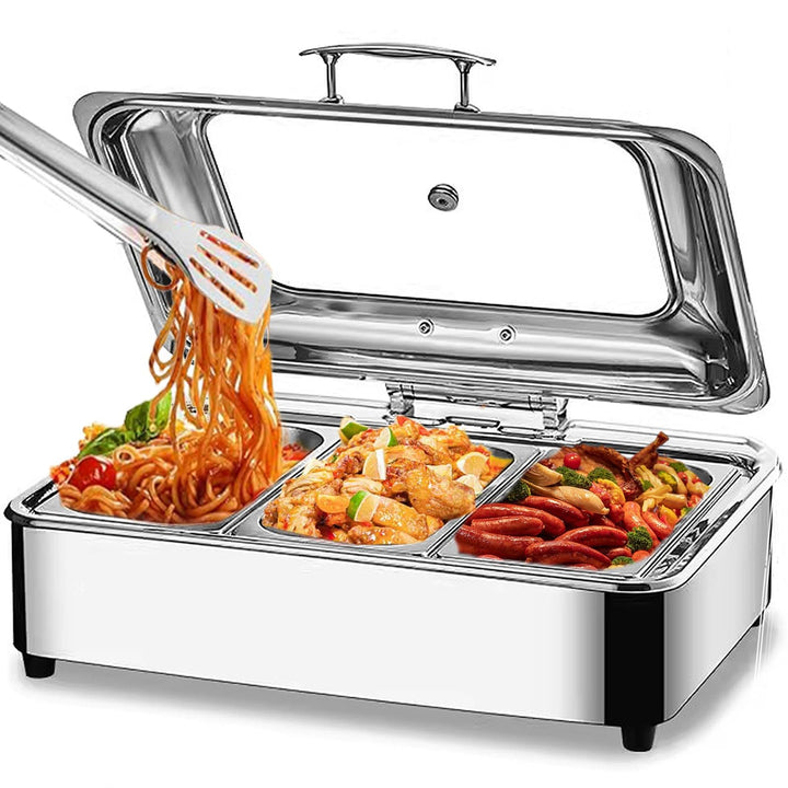 Chafing Dish Elektrisch, 9L Edelstahl Speisenwärmer Buffetwärmer (GN1/3) | Kommerziell Elektrisch Wa