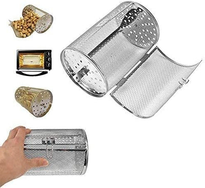Edelstahl Rotisserie Grill Roaster Trommel Ofenkorb Backformen Ofen Braten Drehmuttern Bohnen Erdnus