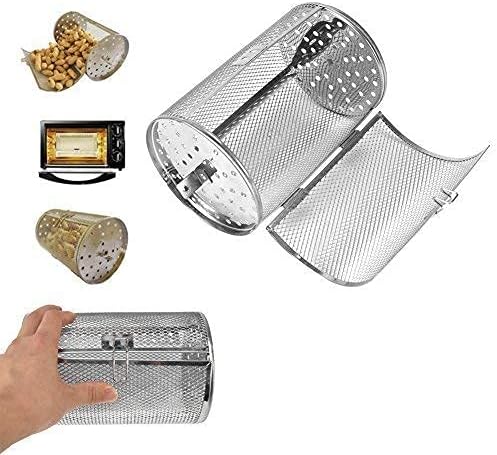 Edelstahl Rotisserie Grill Roaster Trommel Ofenkorb Backformen Ofen Braten Drehmuttern Bohnen Erdnus