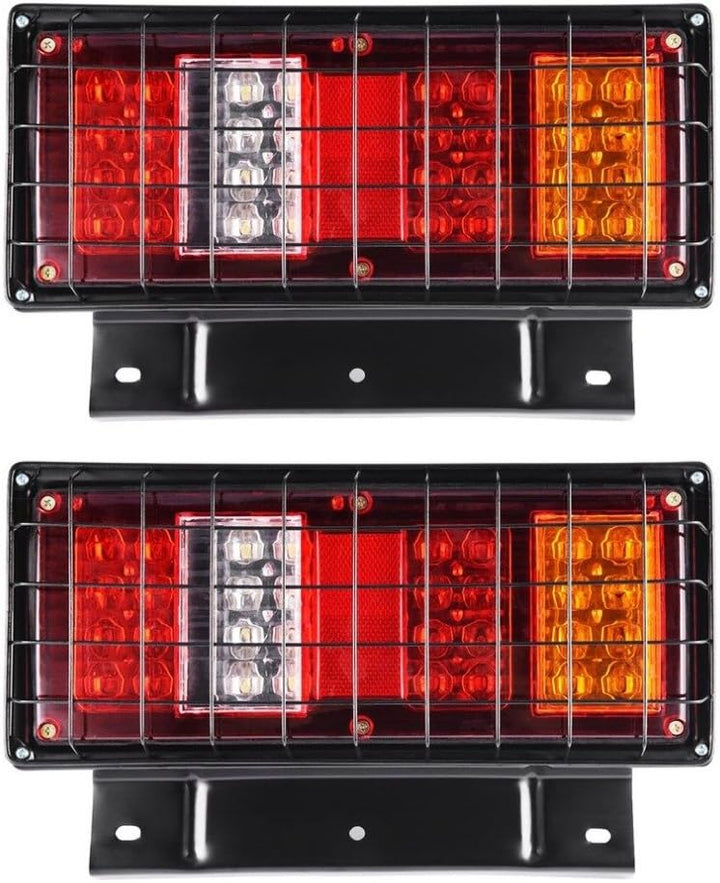 HEHEMM 2 x Multifunktions-Rückleuchten 32 LEDs mit Eisennetz 12 V 12 V., 12 V.