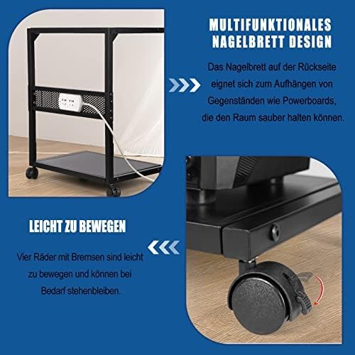 Whchiy PC Ständer Eisen Computer Ständer 2 Schicht CPU Ständer mit Rollen für Schreibtisch (C-Stil K