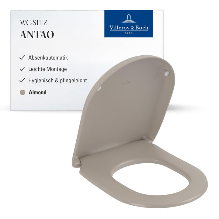 Villeroy & Boch Antao WC-Sitz, Toilettendeckel mit Absenkautomatik, abnehmbarer Toilettensitz aus br