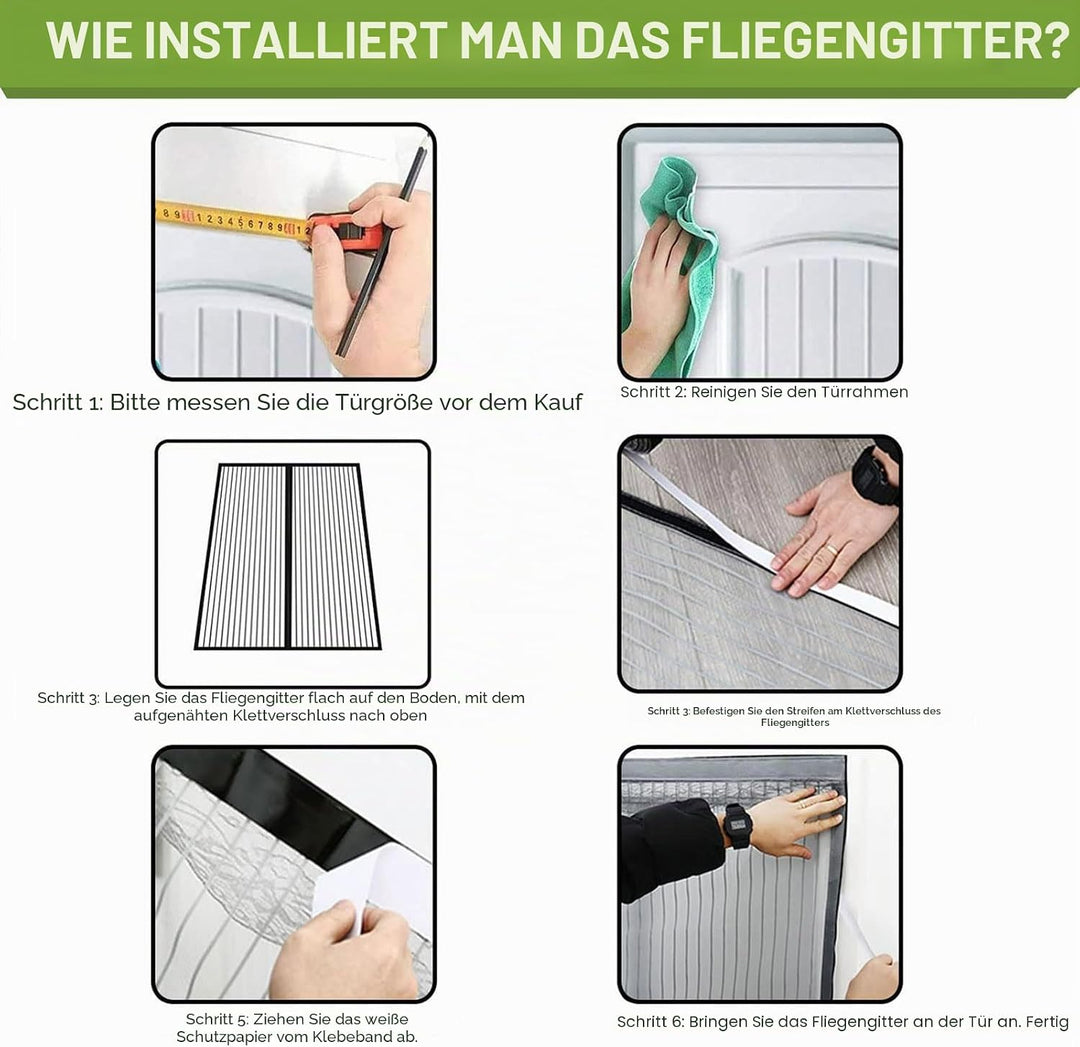Risareyi Fliegengitter Balkontür Magnet aus Fiberglas 95x210cm, Weiss