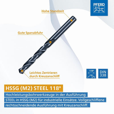 PFERD Spiralbohrer-Set STEEL, 25-tlg. | Ø 1-13 mm, HSS-G N, DIN 338, 118° | 25203702 - universell ei