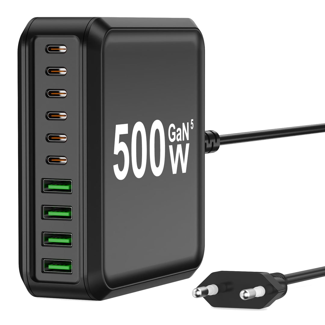 500W USB C Ladegerät Mehrfach, GaN V 10 Ports USB Ladegerät Mehrfach, 500W 10-Port Schnellladegerät