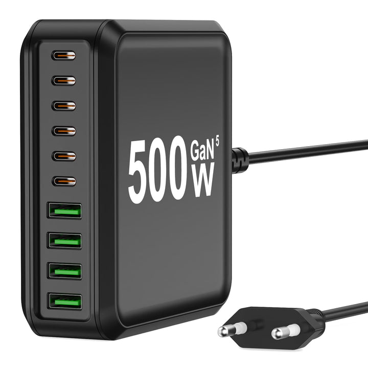 500W USB C Ladegerät Mehrfach, GaN V 10 Ports USB Ladegerät Mehrfach, 500W 10-Port Schnellladegerät