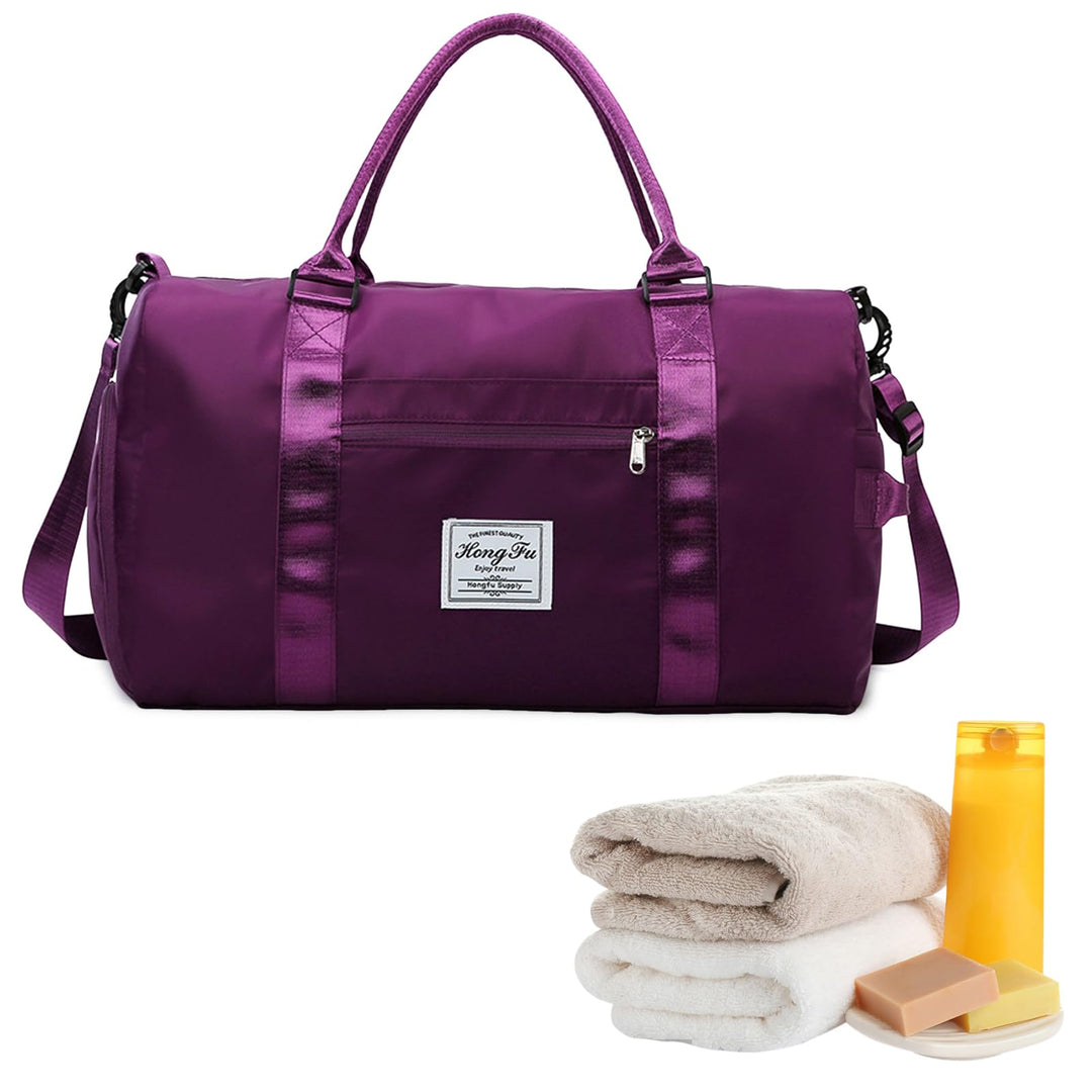 Fitness Tasche, Grau Sporttasche mit Nassfach, Tasche Herren und Damen, Purpurrot, Purpurrot