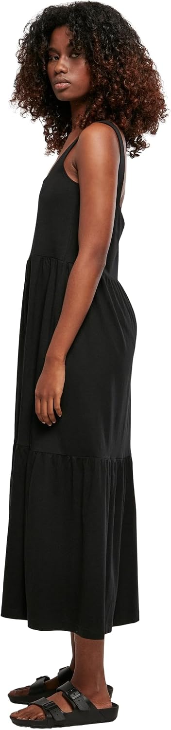 Urban Classics Damen Kleid mit breiten Trägern und Volant Einsätzen, Frauen Sommerkleid in 4 Farben