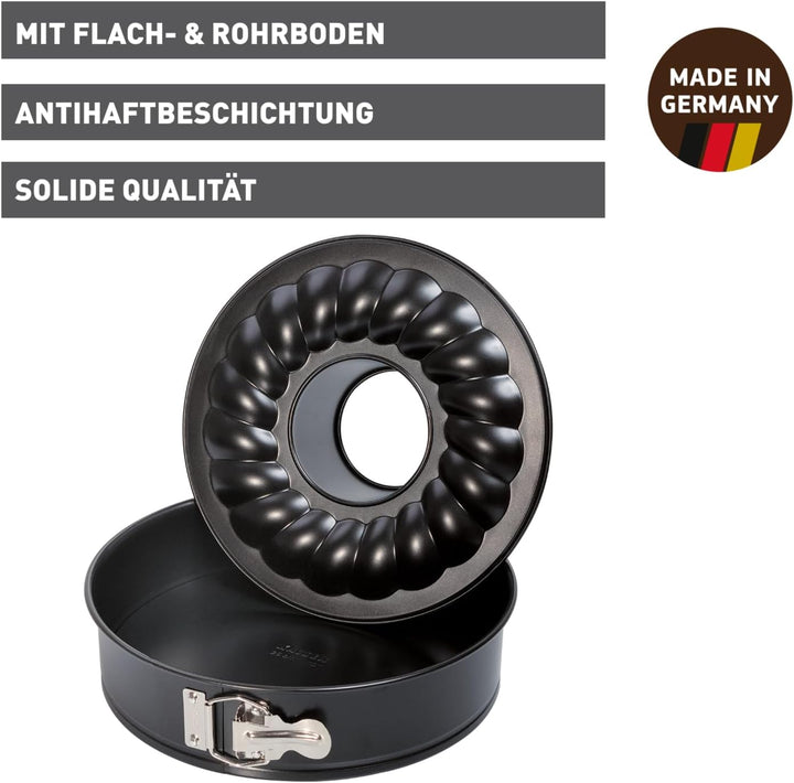 Original Kaiser Classic Springform 28 cm rund, 2 Böden, Flach- und Rohrboden, runde Backform antihaf
