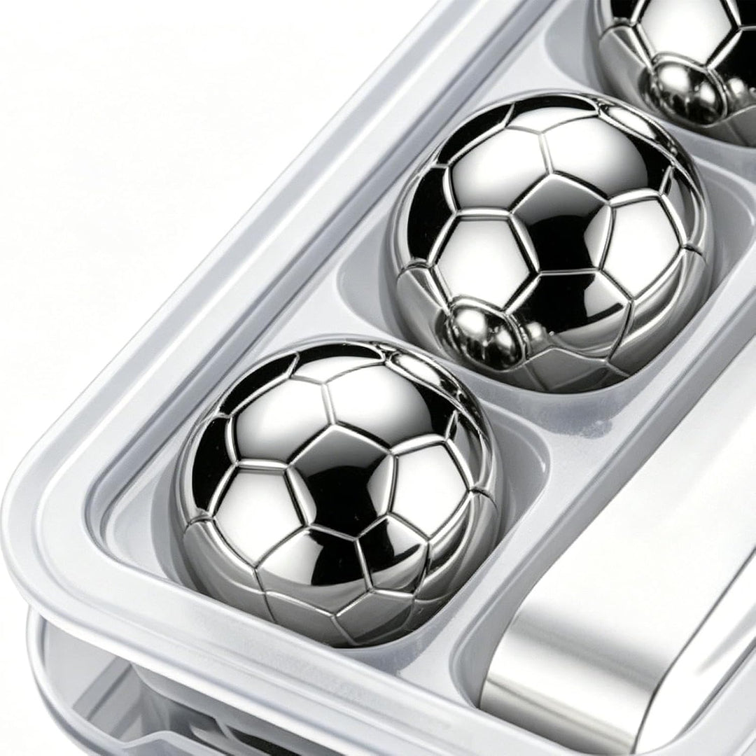 Metall-Eiswürfel Wiedergefrierbare Metall-Fussball-Kühlsteine 4 Stück | Eiswürfelsteine Aus Stahl Fü