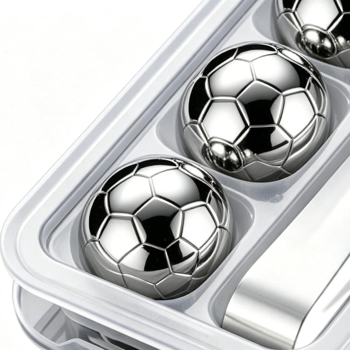 Metall-Eiswürfel Wiedergefrierbare Metall-Fussball-Kühlsteine 4 Stück | Eiswürfelsteine Aus Stahl Fü