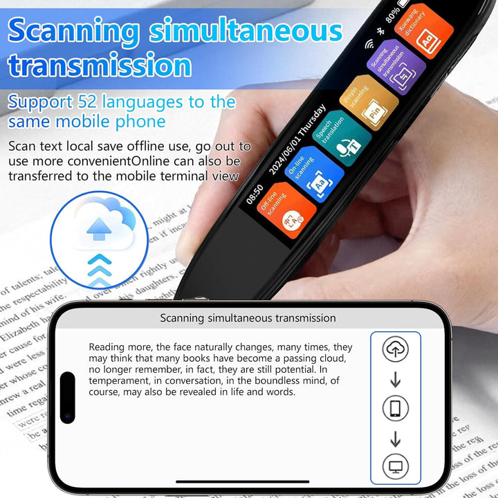 WingFly Scan Übersetzer Stift, Online 142 Sprachen Scan Reader Pen Lesestift mit 3,7 Zoll Touchscree
