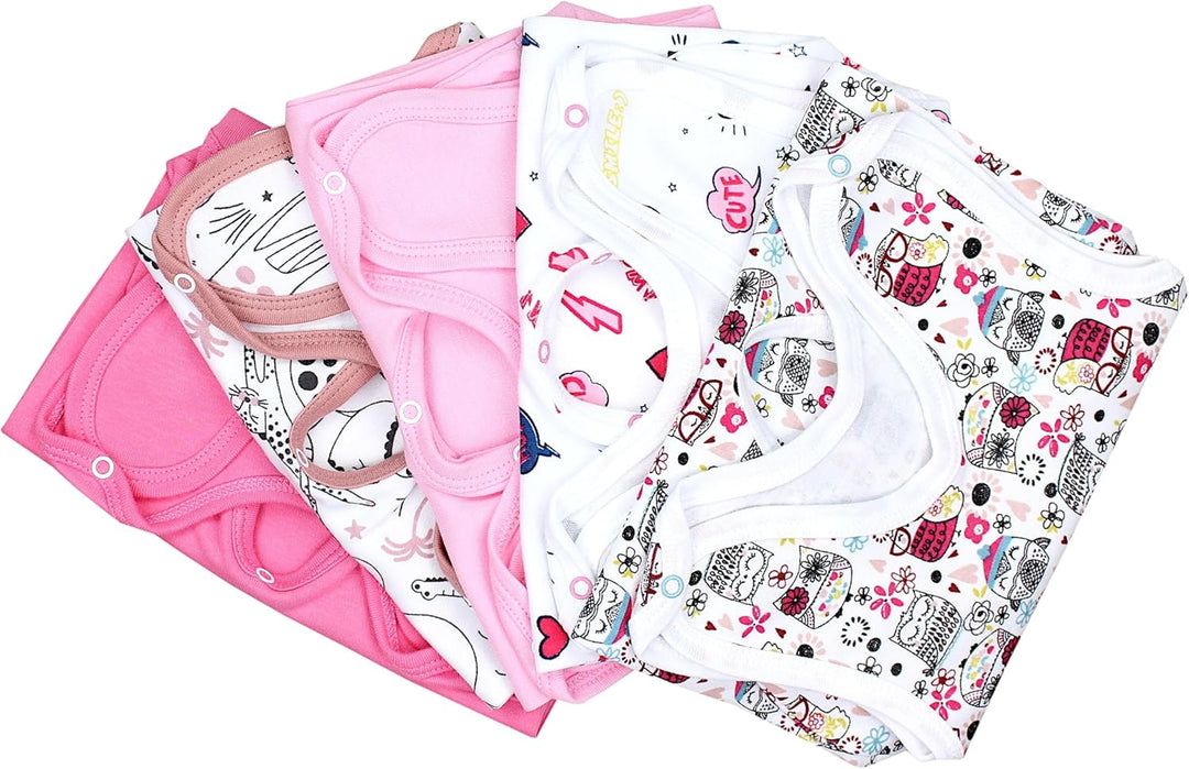TupTam Baby Unisex Strampler mit Aufdruck Spruch 5er Pack 50 Eule Comic Safaritiere Rosa, 50 Eule Co