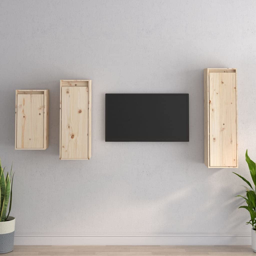 homiuse Wohnzimmer TV-Schränke 3 STK. Massivholz Kiefer Klassischen TV Schrank Set Wohnzimmer MöBel