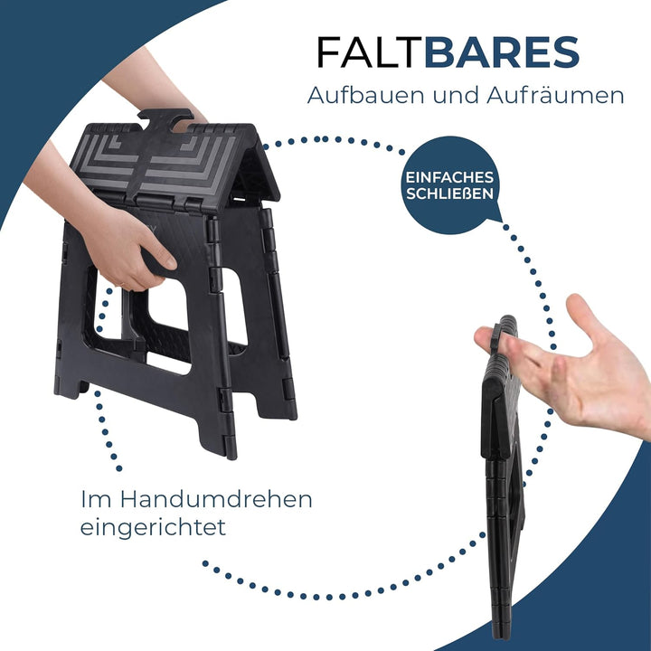BUDDLEY Tritthocker klappbar – 32 cm hoher Tritt mit Anti-Rutsch-Design - Tragfähigkeit bis 99 kg -