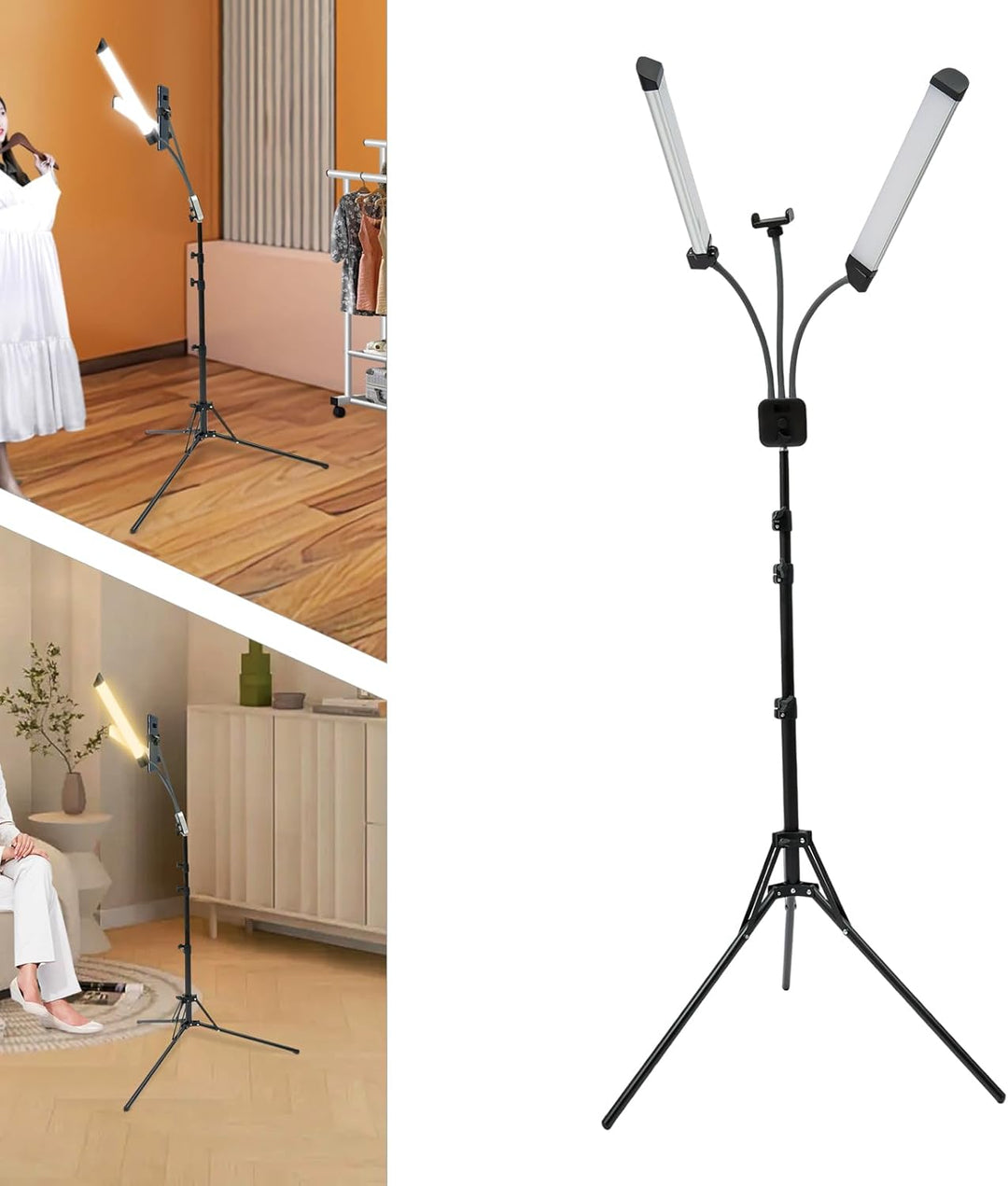 Kosmetiklampe 45W Wimpernverlängerung Lampe, Von 3000K bis 6000K Dimmbares LED-Beleuchtungsset mit S