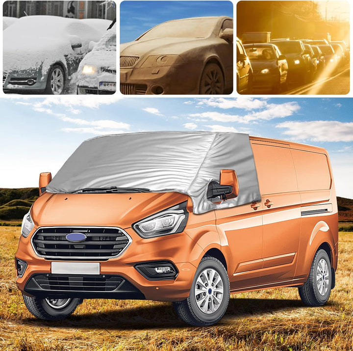 Externe Thermo Scheibenabdeckung passend für Transit Custom 2012-2024, Luxus Silber Wrap Windschutzs