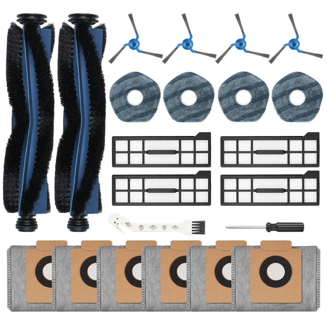 22 Stück Zubehörset für Eufy X10 Pro Omni Saugroboter, Ersatzteile Enthält 2 Hauptbürsten 4 Filter 6