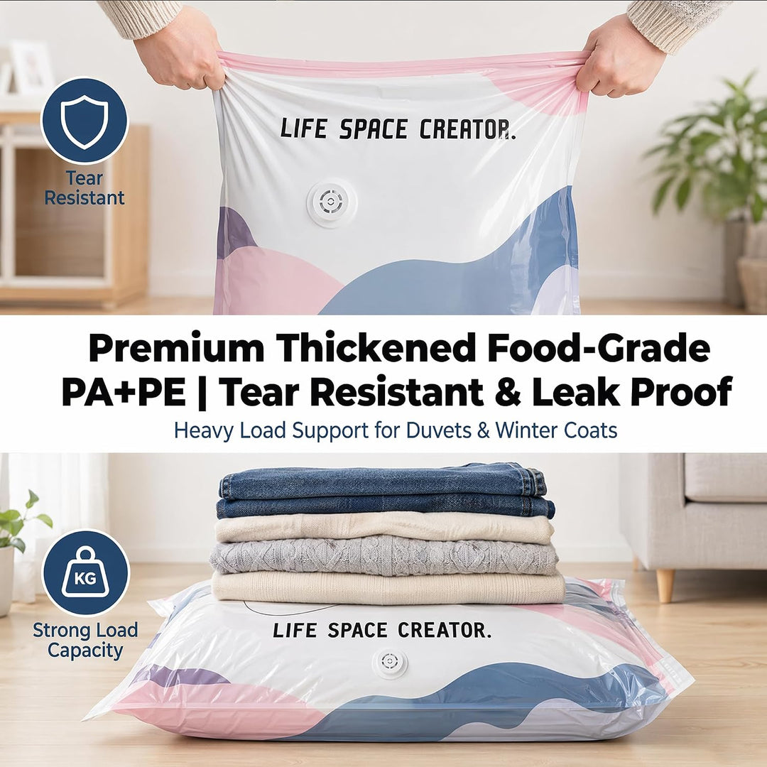 Vakuumbeutel Ohne Pumpe, 4 Pack Vakuumbeutel fur Kleidung, Vacuum Bags for Clothing, No-Pump Vacuum